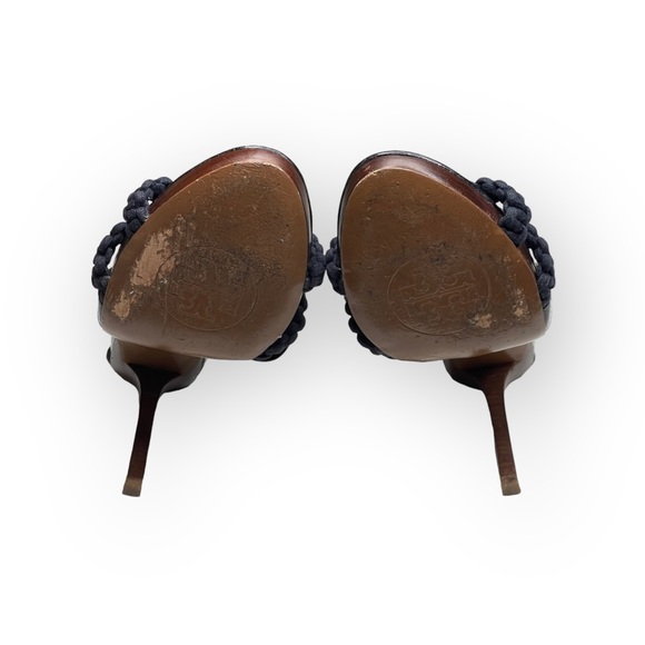 Tory Burch ✤ Fleur Nautical Rope Strappy Platform Stiletto Heel Sandals ✤ Navy 9 - Picture 13 of 16